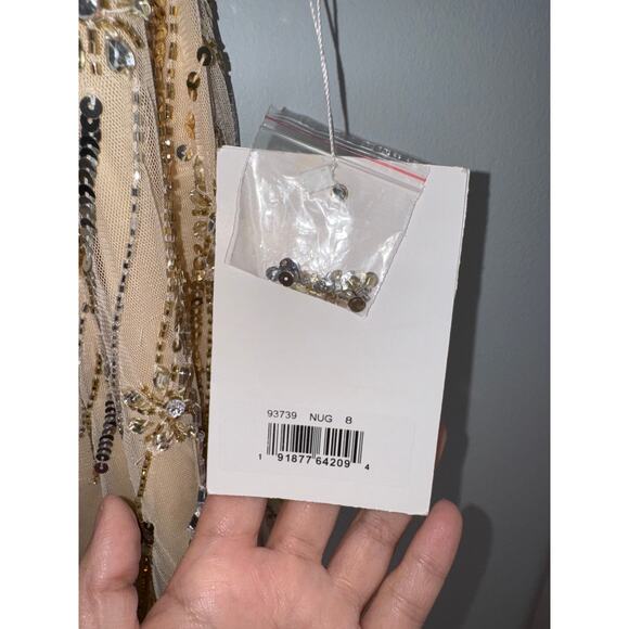 Mac Duggal Gold Embellished Floral Detail One Shoulder Gown NWT Size 8 - Picture 8 of 10